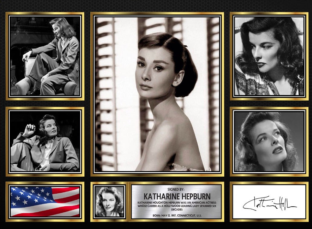 Katharine Hepburn Actors Framed Printed Signature Print – Fan Gift – Wall Art – Katharine Hepburn Actors Framed Printed Signature Print – A4 Poster