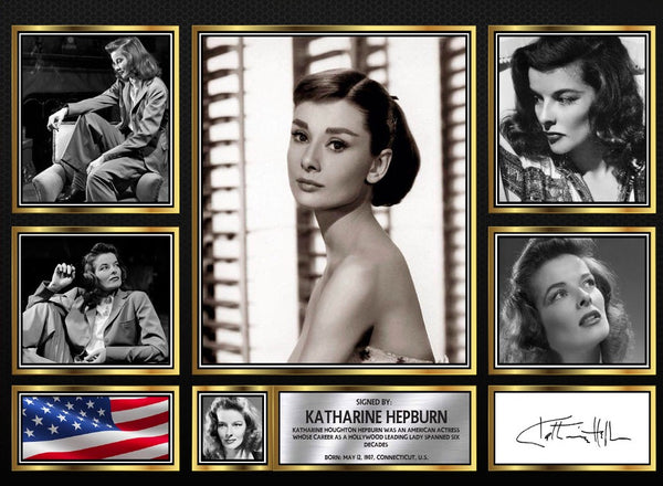 Katharine Hepburn Actors Framed Printed Signature Print – Fan Gift – Wall Art