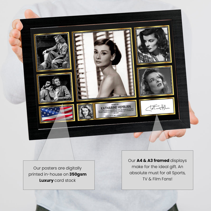 Katharine Hepburn Actors Framed Autographed Print - Limited Edition Autograph Fan Gift – Collectible Memorabilia Merchandise