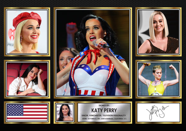 Katy Perry Singers Framed Printed Signature Print – Fan Gift – Wall Art – Reproduction Print