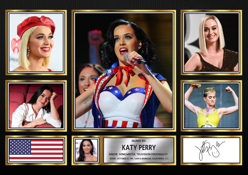 Katy Perry Singers Framed Autographed Print - Limited Edition Autograph Fan Gift – Collectible Memorabilia Merchandise