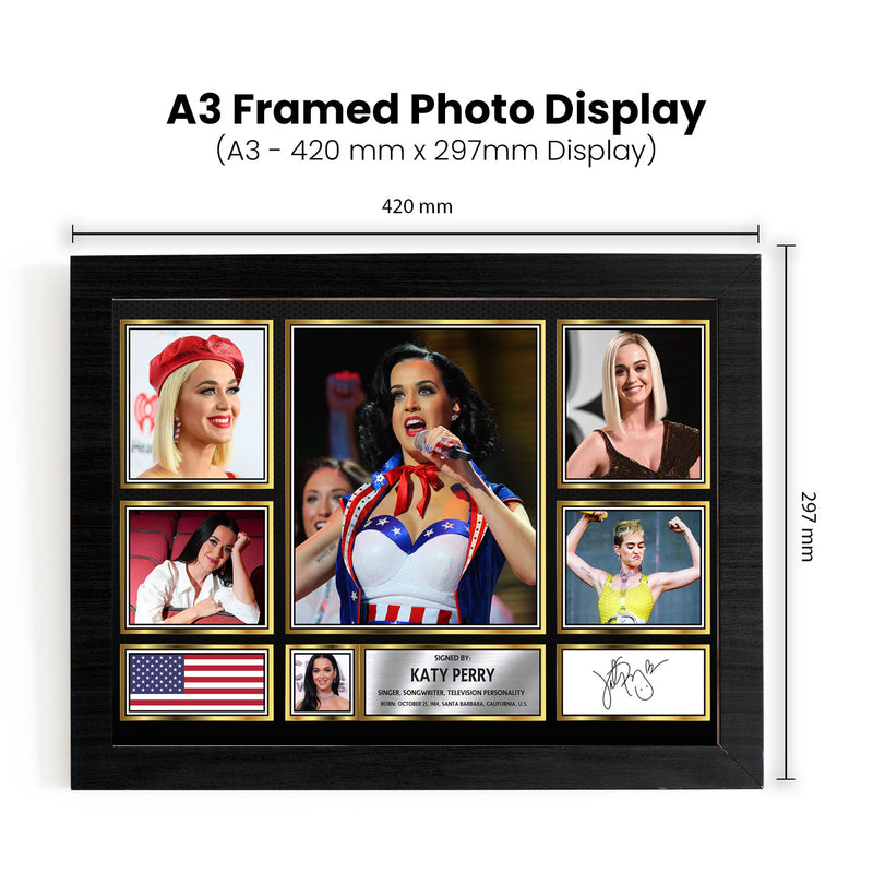 Katy Perry Singers Framed Autographed Print - Limited Edition Autograph Fan Gift – Collectible Memorabilia Merchandise