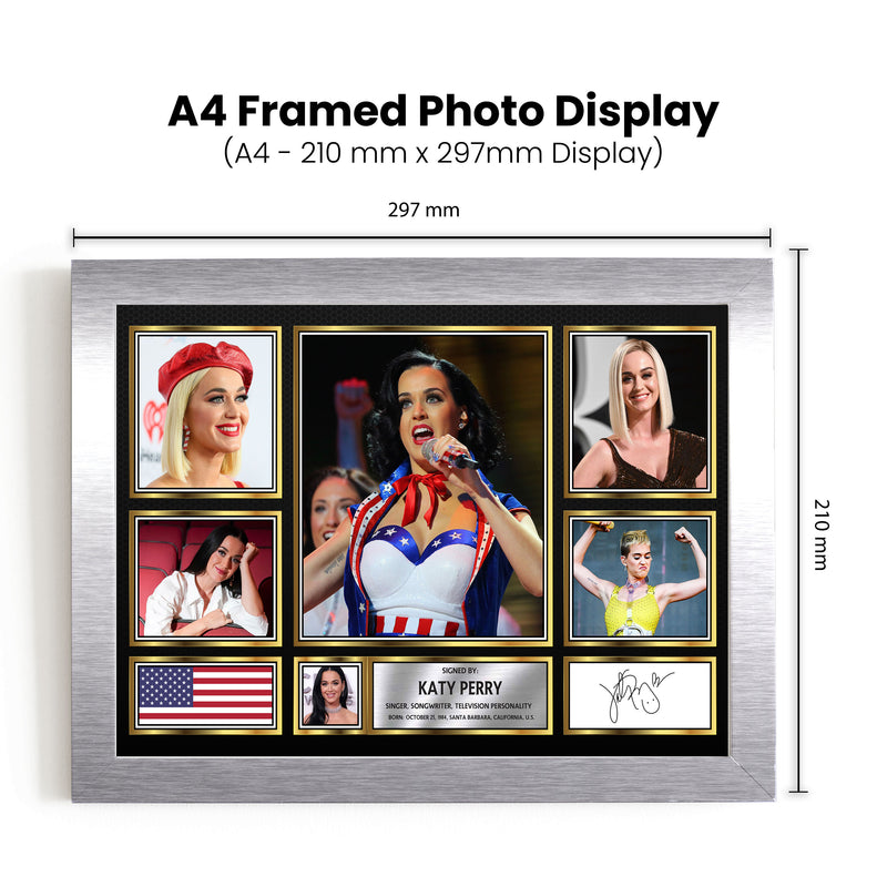 Katy Perry Singers Framed Autographed Print - Limited Edition Autograph Fan Gift – Collectible Memorabilia Merchandise