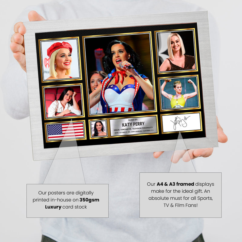 Katy Perry Singers Framed Autographed Print - Limited Edition Autograph Fan Gift – Collectible Memorabilia Merchandise