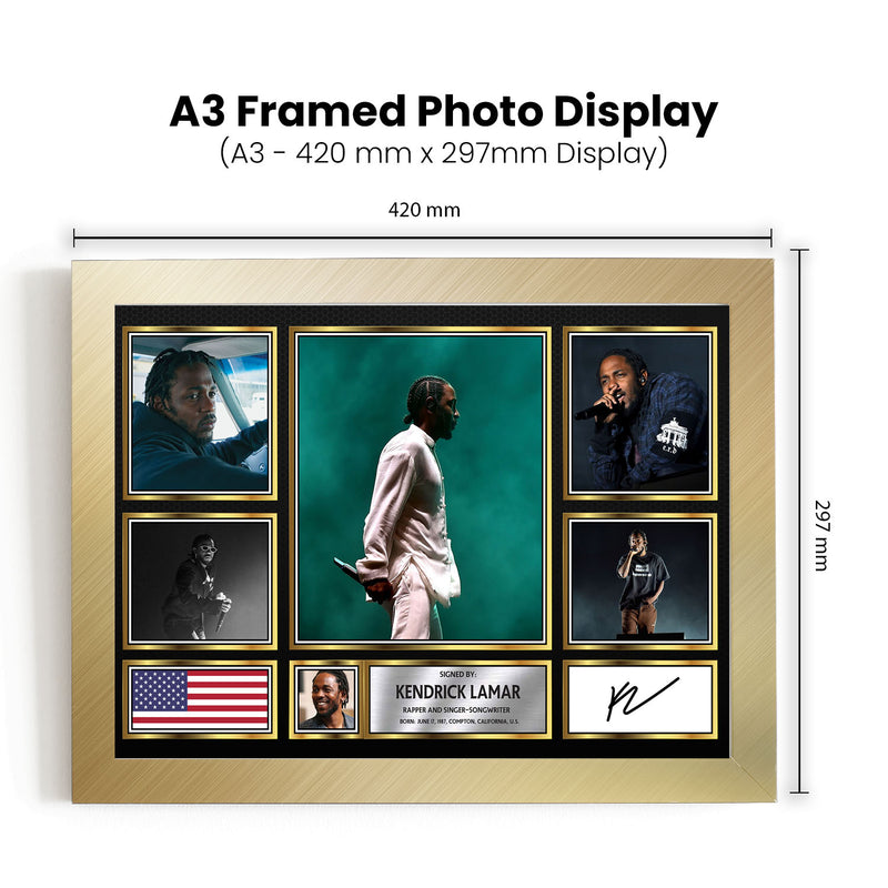 Rappers Kendrick Lamar Framed Autographed Print - Limited Edition Autograph Fan Gift – Collectible Memorabilia Merchandise