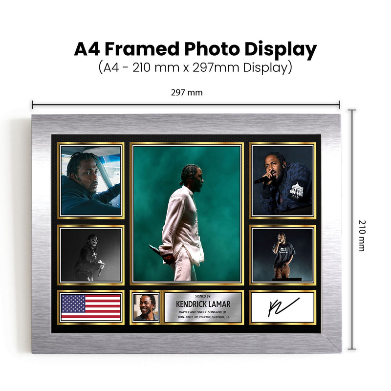 Rappers Kendrick Lamar Framed Autographed Print - Limited Edition Autograph Fan Gift – Collectible Memorabilia Merchandise