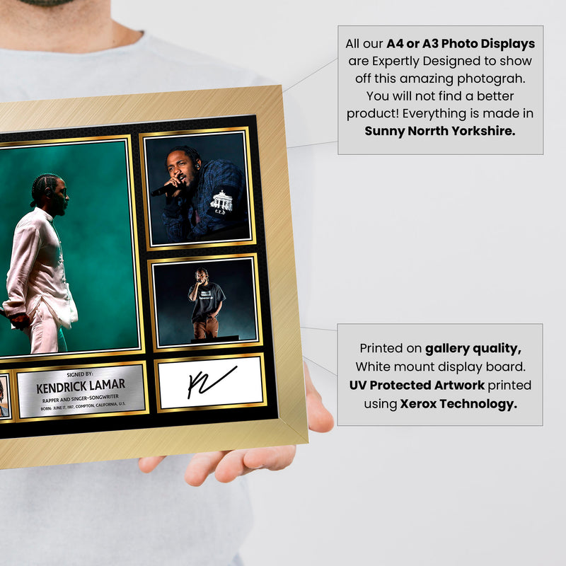 Rappers Kendrick Lamar Framed Autographed Print - Limited Edition Autograph Fan Gift – Collectible Memorabilia Merchandise