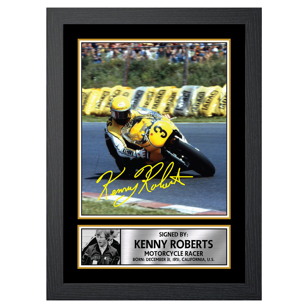 Kenny Roberts M511 Motor Racer Printed Signature Poster Print Gift