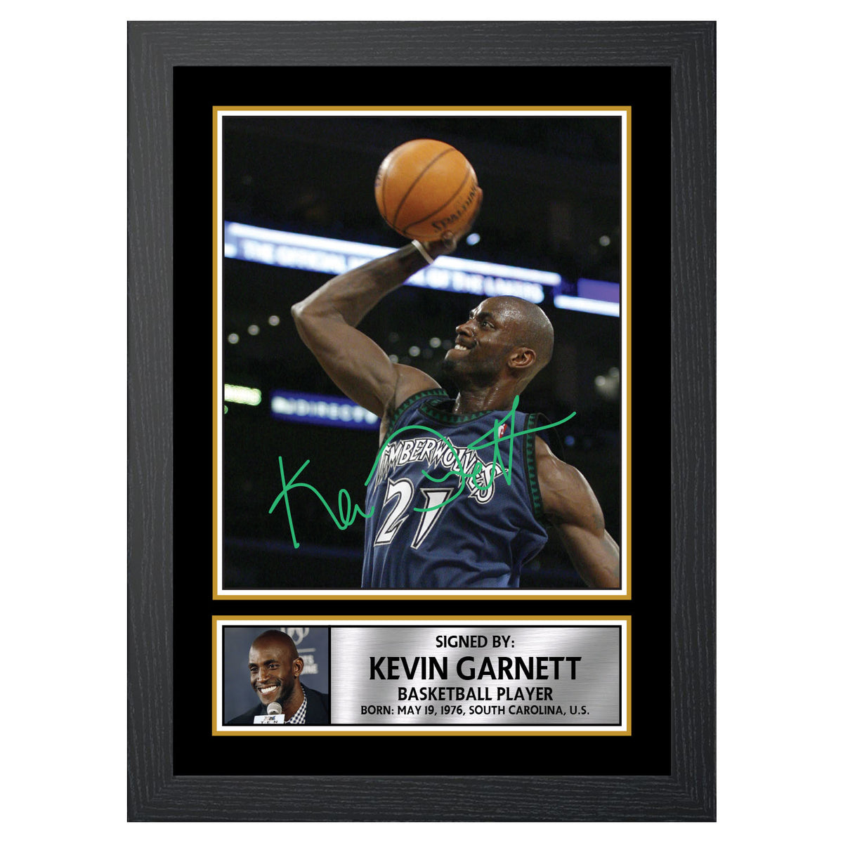 Kevin Garnett 2 Basketball Player Printed Signature Poster Print Gift