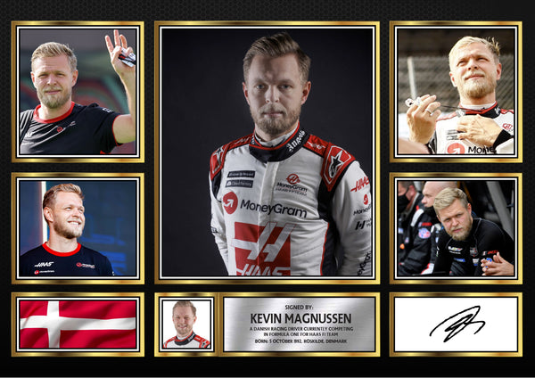 Kevin Magnussen F1 Driver Printed Signature Gift Poster Print Artwork Display