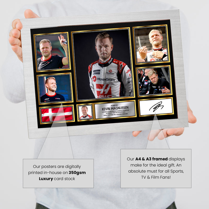 Kevin Magnussen F1 Driver Limited Edition Signed Gift Poster Print Artwork Display