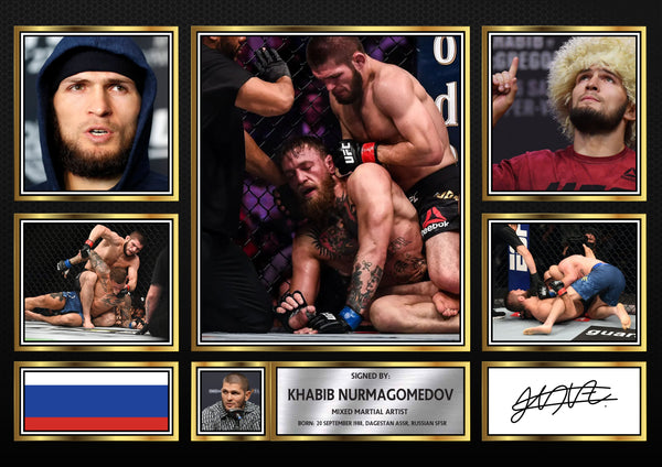 Khabib Nurmagomedov UFC FIighters Framed Printed Signature Print – Fan Gift – Wall Art