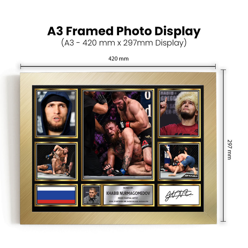 Khabib Nurmagomedov UFC FIighters Framed Autographed Print - Limited Edition Autograph Fan Gift – Collectible Memorabilia Merchandise