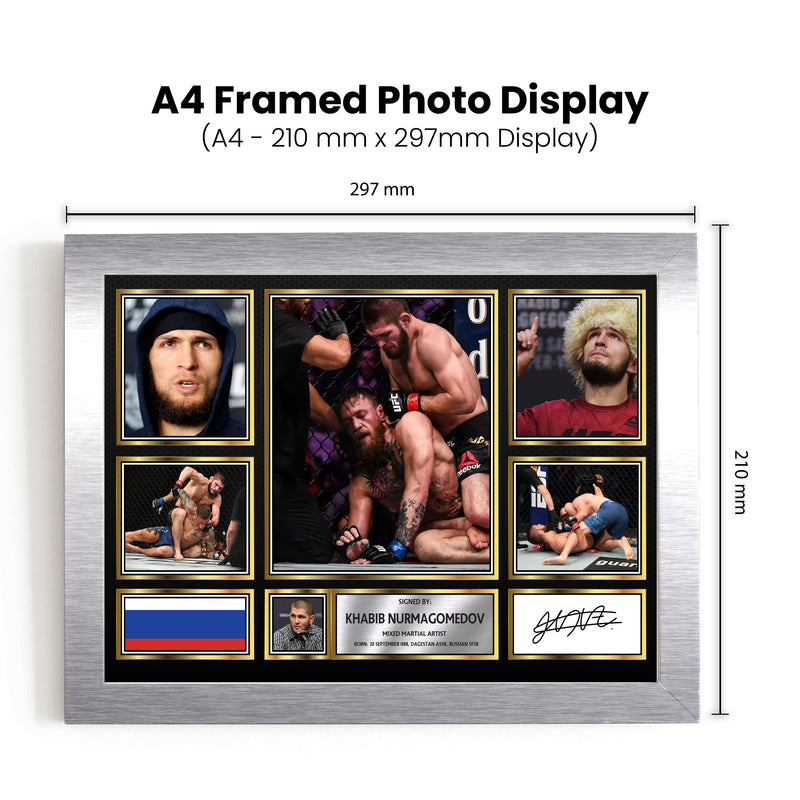 Khabib Nurmagomedov UFC FIighters Framed Autographed Print - Limited Edition Autograph Fan Gift – Collectible Memorabilia Merchandise