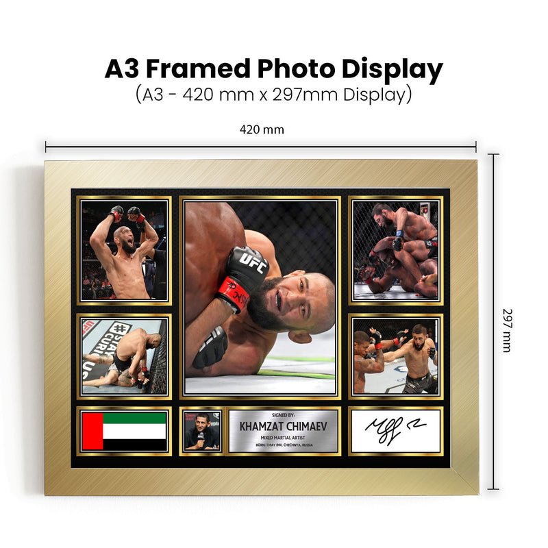 Khamzat Chimaev UFC FIighters Framed Autographed Print - Limited Edition Autograph Fan Gift – Collectible Memorabilia Merchandise