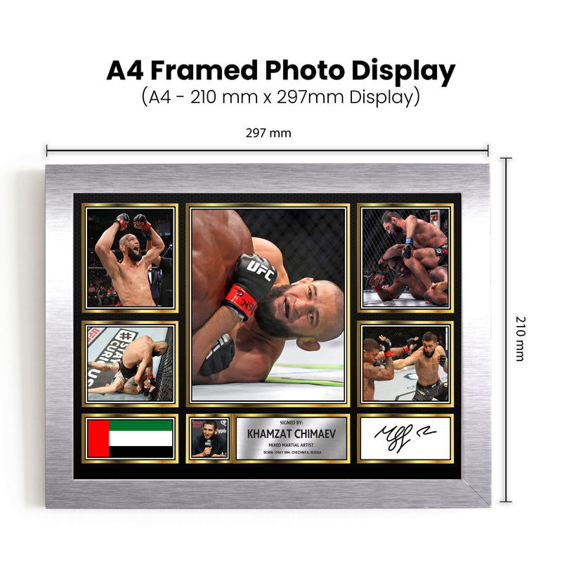 Khamzat Chimaev UFC FIighters Framed Autographed Print - Limited Edition Autograph Fan Gift – Collectible Memorabilia Merchandise