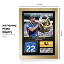 Kiernan Dewsbury-Hall Printed Signed Poster – Everton FC Trophy Celebration Wall Art with Jersey & Bio Plaque – Premier League Football Memorabilia for Fans & Collectors