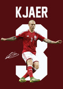 Simon Kjær Signed Poster Print – Denmark National Team Captain Tribute Wall Art with Signature & Jersey Number 3 – Defensive Leader Memorabilia for Football Fans & Collectors