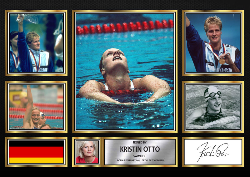 Kristin Otto Olympians Framed Autographed Print - Limited Edition Autograph Fan Gift – Collectible Memorabilia Merchandise