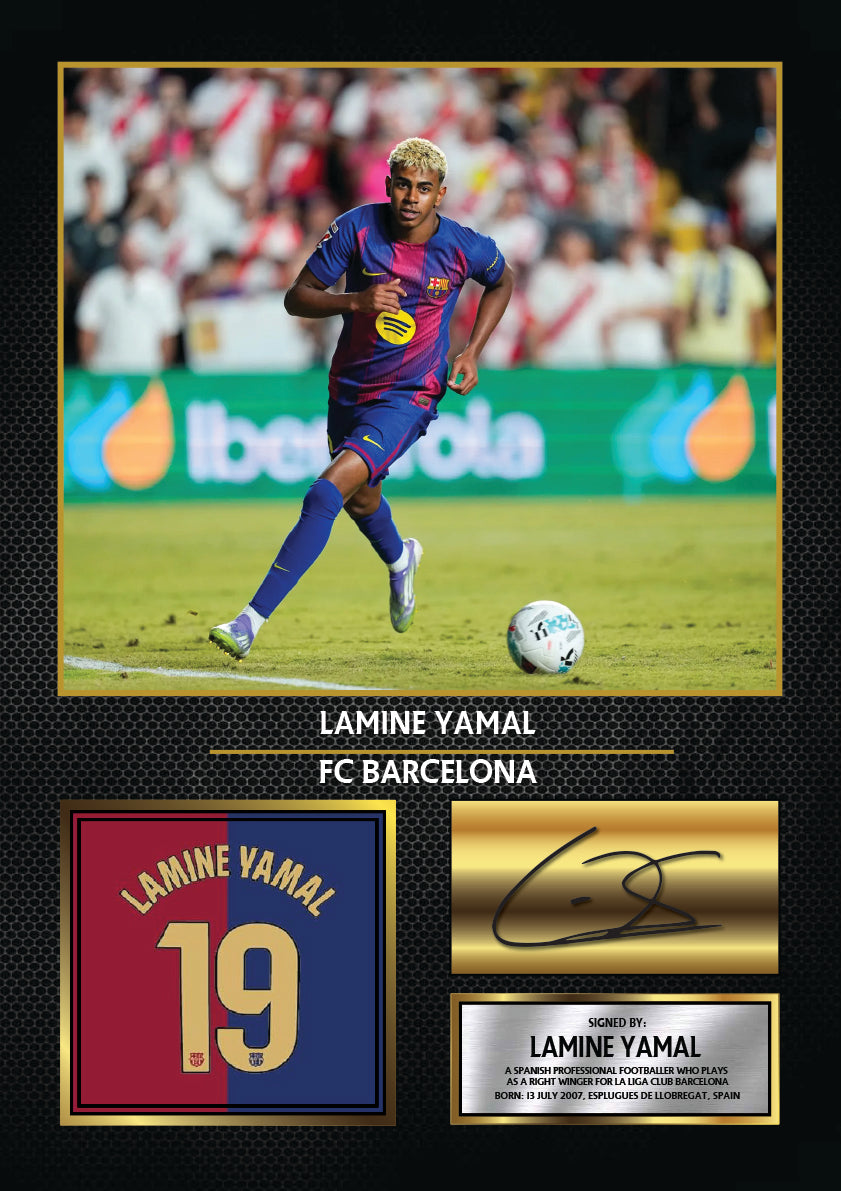 Lamine Yamal Barcelona Printed Signature Poster Print – FC Barcelona Football Wall Art – Printed Soccer Wall Art – Barca Fan Bedroom Decor Gift – Lamine Yamal Barcelona Printed Signature Poster Print