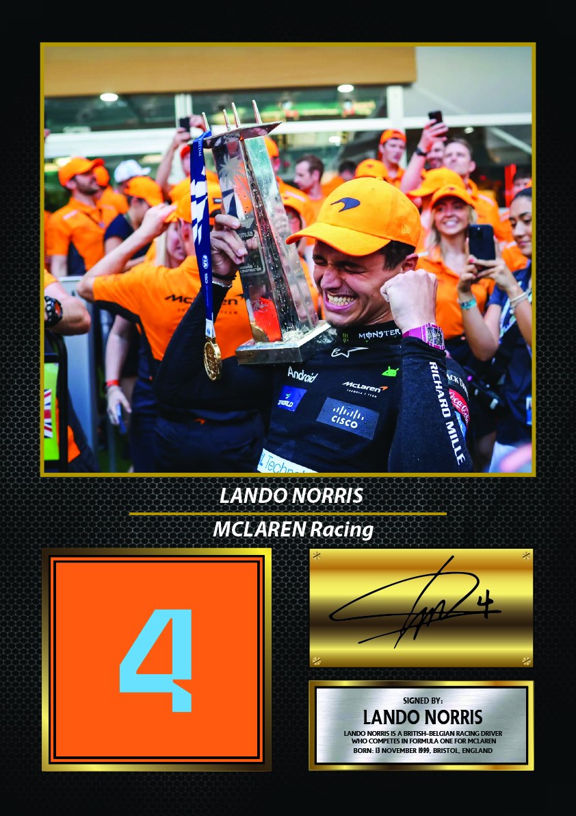 Lando Norris Racing Driver Printed Signature Print – lando Norris printed signature poster