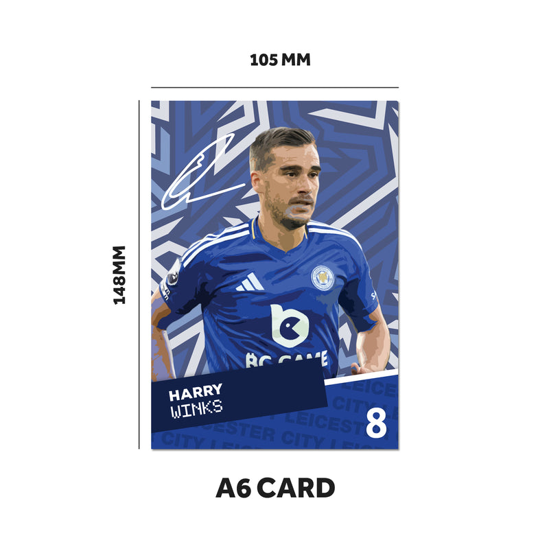 Leicester City Players SIGNED A6 Poster Pack - 6 Autographed Poster Print Cards (Winks, Ndidi, Pereira, Vardy, Hermanson, Nistelrooy)