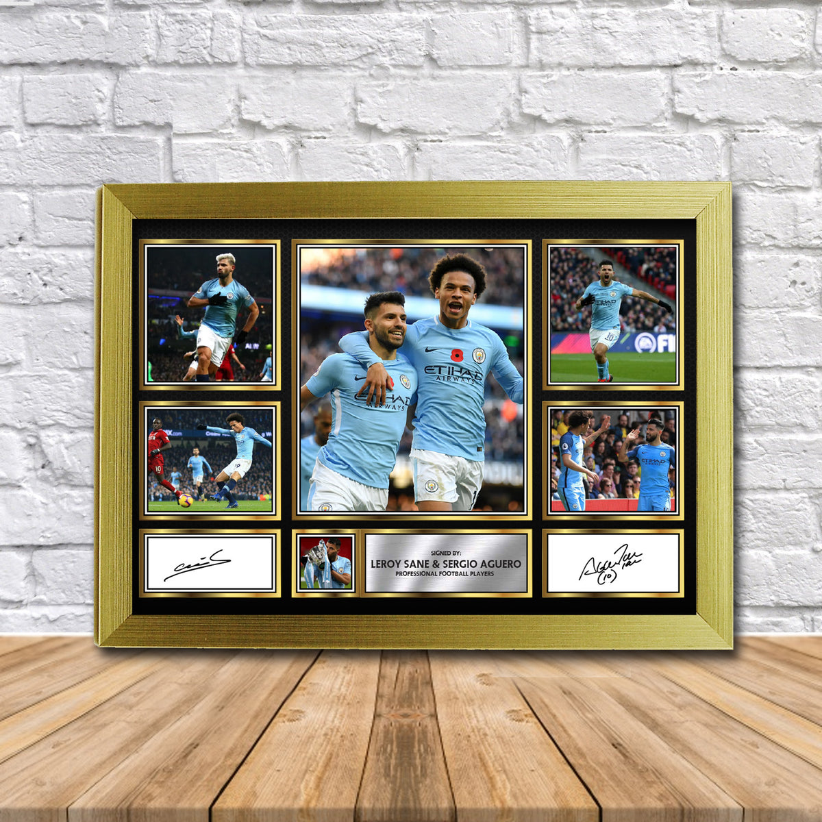Leroy Sane & Sergio Aguero Football Gift Framed Printed Signature Star Poster Print Wall Art Gift – Leroy Sane & Sergio Aguero Football Gift Framed Printed Signature Star Poster