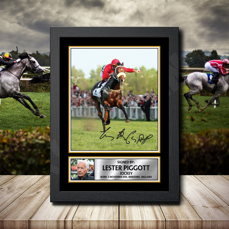 Lester Piggott Printed Signature Horse-Racing Star Poster Print Framed Wall Art Gift – Lester Piggott Printed Signature Horse-Racing Star Poster Print