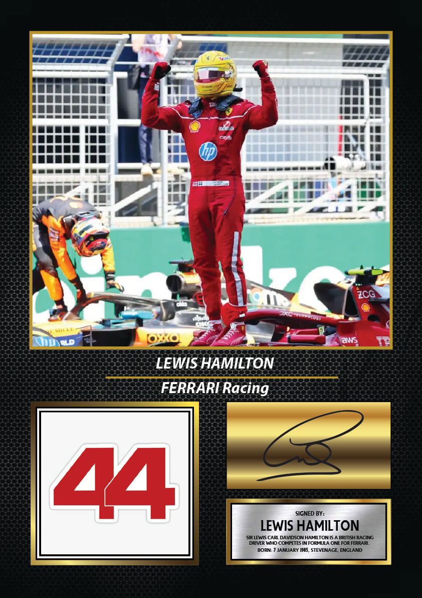 Lewis Hamilton Ferrari Racing Signed Poster Print – Formula One F1 Wal