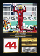 Lewis Hamilton Ferrari Racing Signed Poster Print – Formula One F1 Wall Art – Printed Autograph Motorsport Memorabilia – Racing Fan Bedroom Decor Gift