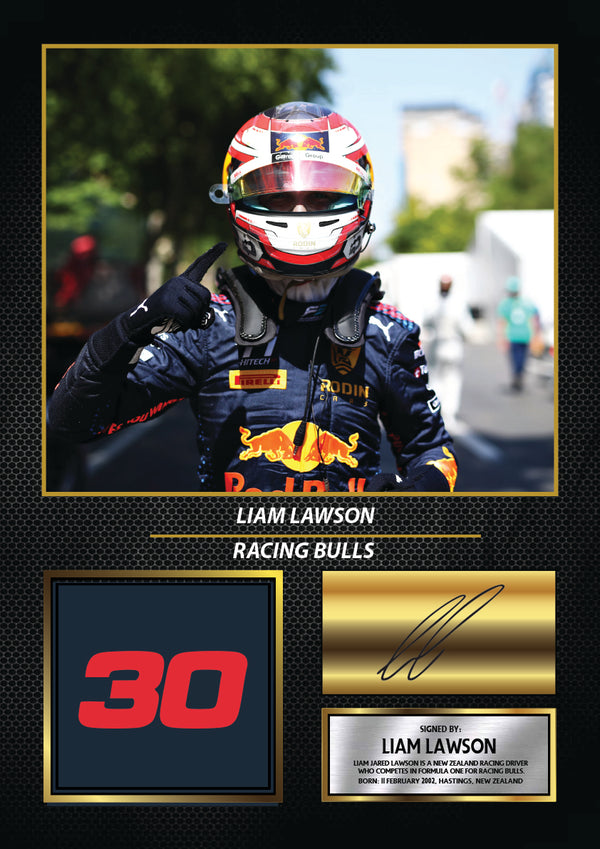 Liam Lawson Racing Bulls Printed Signature Poster Print – Formula One F1 Wall Art – Printed Motorsport Wall Art – Racing Fan Bedroom Decor Gift – Reproduction Print
