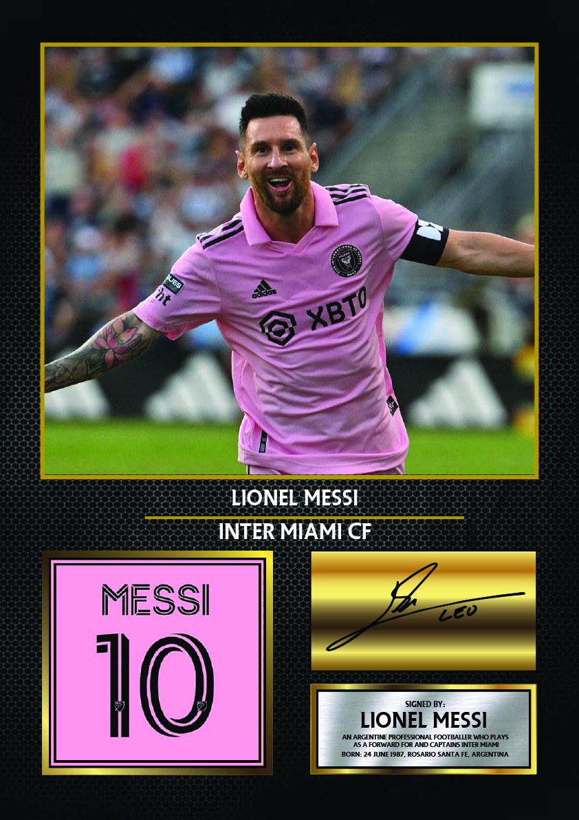 Lionel Messi Inter Miami Footballer Printed Signature Print – lionel Messi printed signature poster