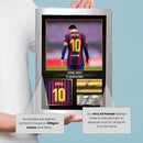 Lionel Messi Barcelona Signed Poster Print – FC Barcelona Football Wall Art – Printed Autograph Soccer Memorabilia – Barca Fan Bedroom Decor Gift