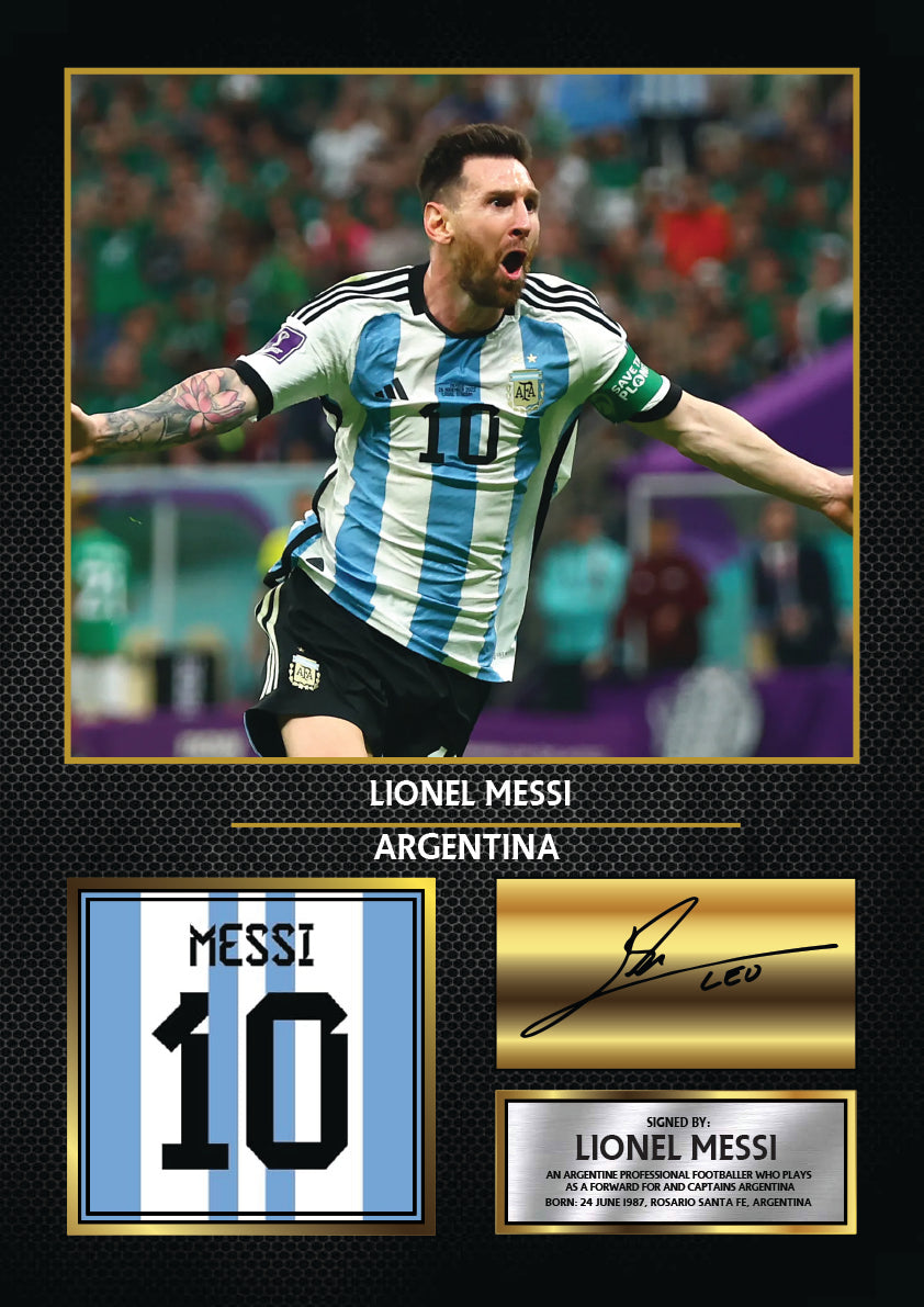 Lionel Messi Argentina Printed Signature Poster Print – Football Wall Art – Printed Soccer Wall Art – Argentina National Team Fan Decor Gift – Lionel Messi Argentina Printed Signature Poster Print