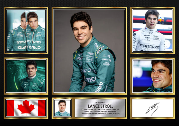 Lance Stroll F1 Driver Printed Signature Gift Poster Print Artwork Display
