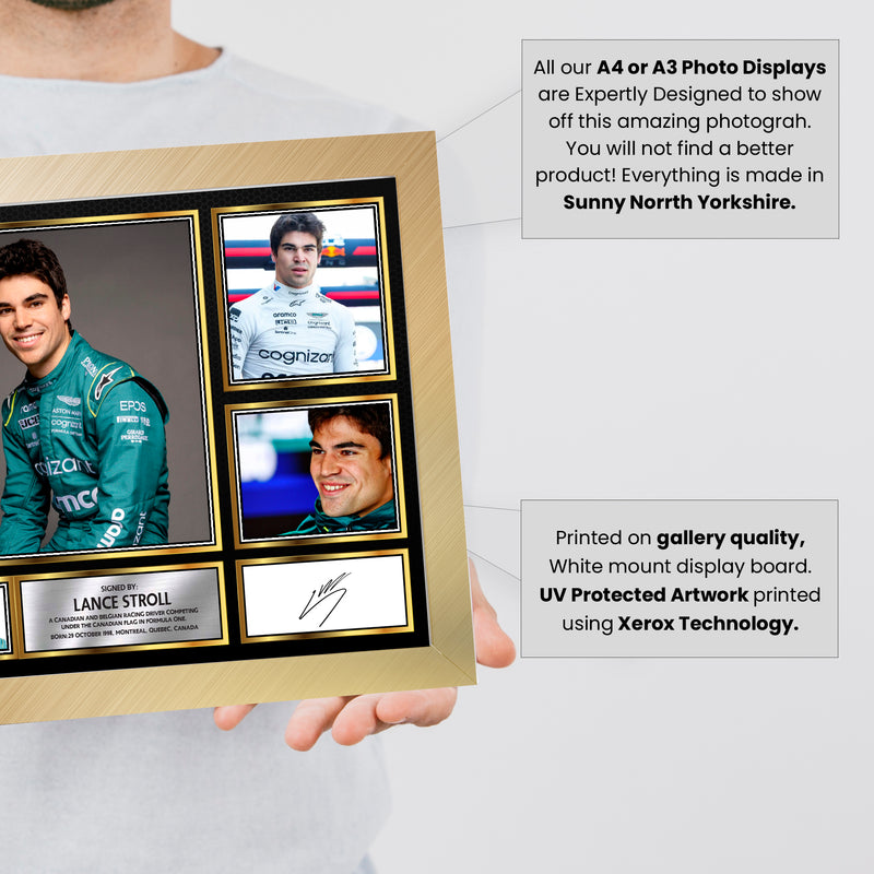 Lance Stroll F1 Driver Limited Edition Signed Gift Poster Print Artwork Display