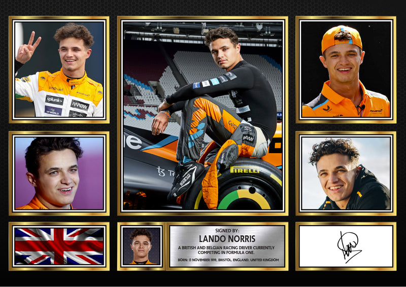 Lando Norris F1 Driver Limited Edition Signed Gift Poster Print Artwork Display