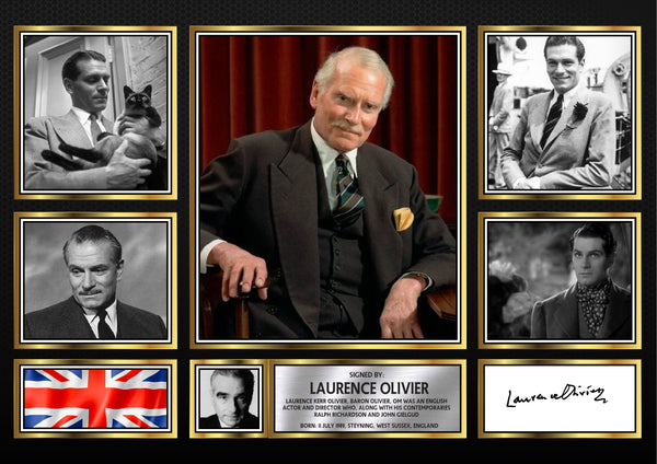 Laurence Olivier – Printed Signature Television Star Print – Reproduction Print