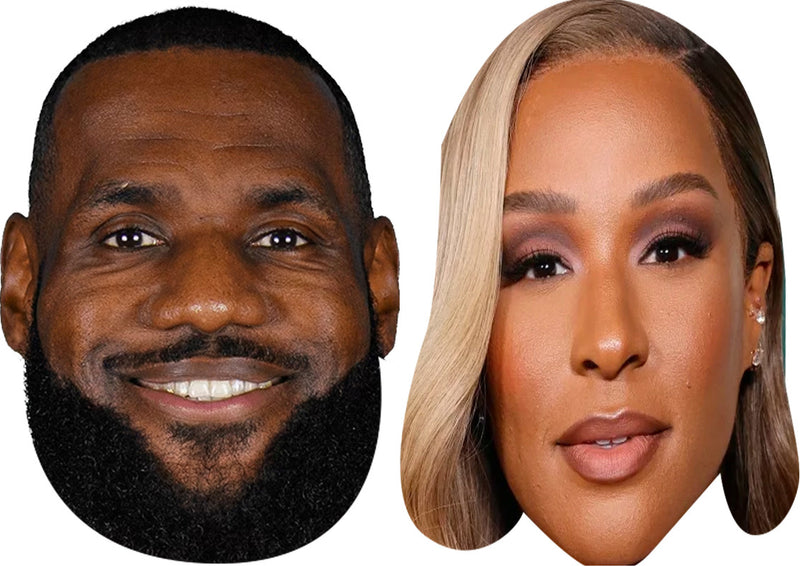 LeBron James and Savannah Brinson Celebrity Couple Face Mask Fancy Dress - High-Quality Cardboard Masks for Any Occasion