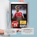 Leandro Trossard Printed Signed Poster – Arsenal FC & Belgium Midfielder Tribute Wall Art with Jersey & Bio Plaque – Premier League Football Memorabilia for Fans & Collectors