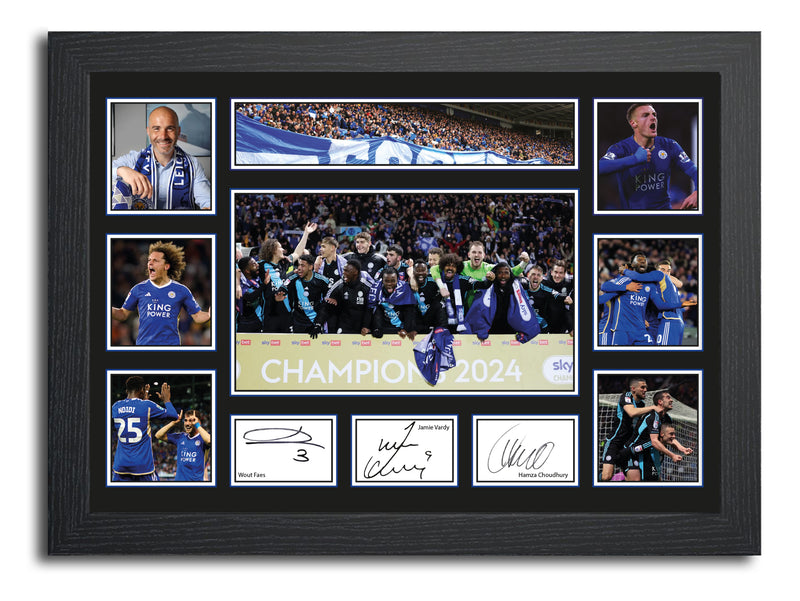 Leicester City 2024 Champions Autographed Football Poster