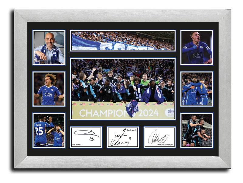 Leicester City 2024 Champions Autographed Football Poster