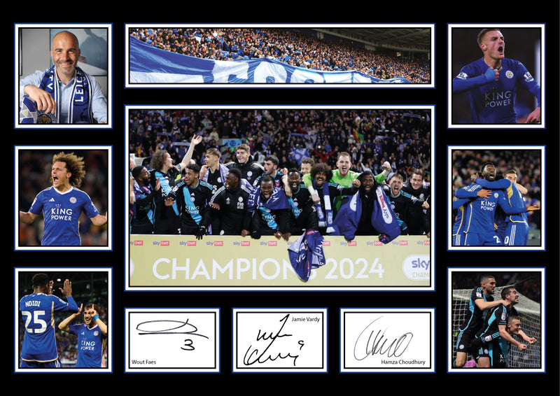 Leicester City 2024 Champions Autographed Football Poster