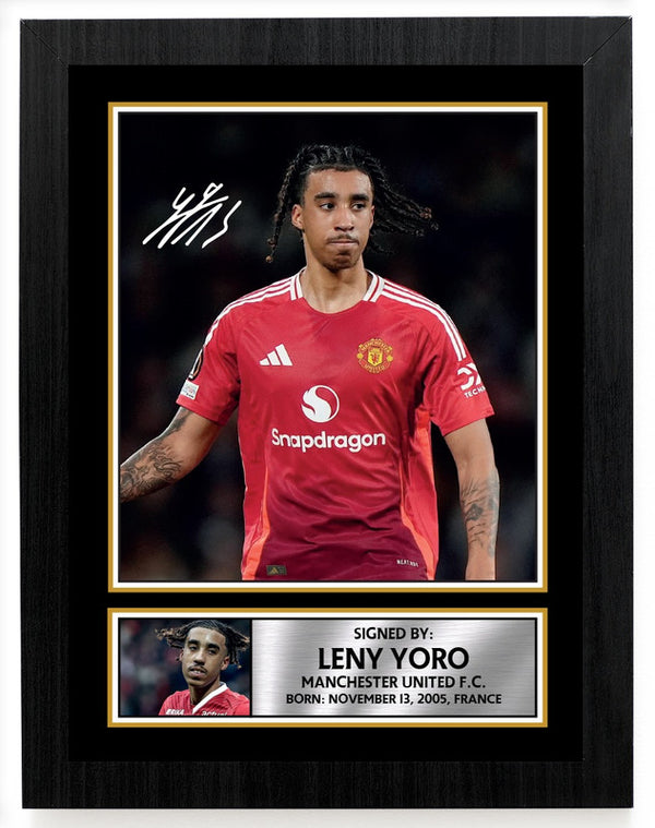 Leny Yoro Printed Signature Poster Print – Manchester United F.C. – Rising Star Defender Tribute – Gift for Fans & Collectors – Reproduction Print