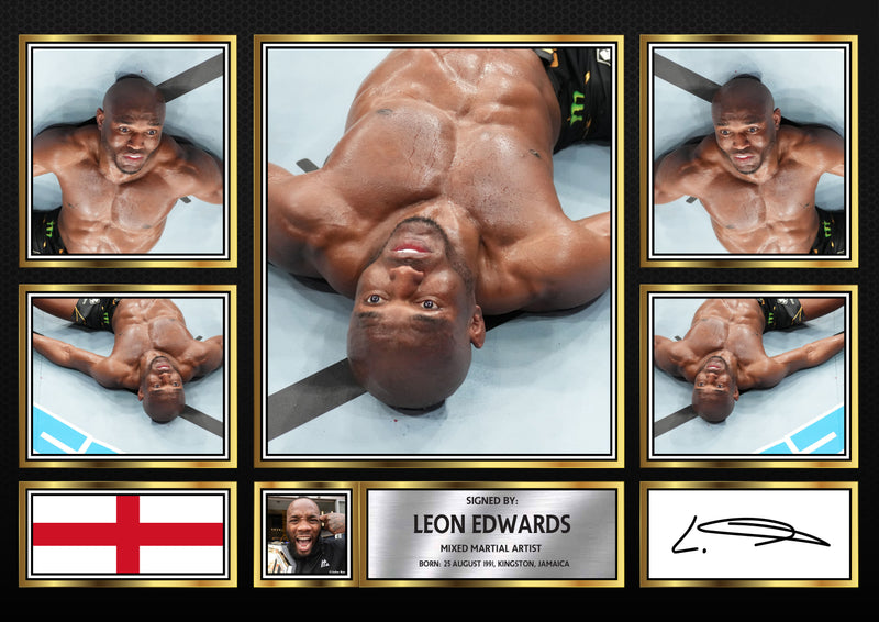 Leon Edwards2 UFC FIighters Framed Autographed Print - Limited Edition Autograph Fan Gift – Collectible Memorabilia Merchandise