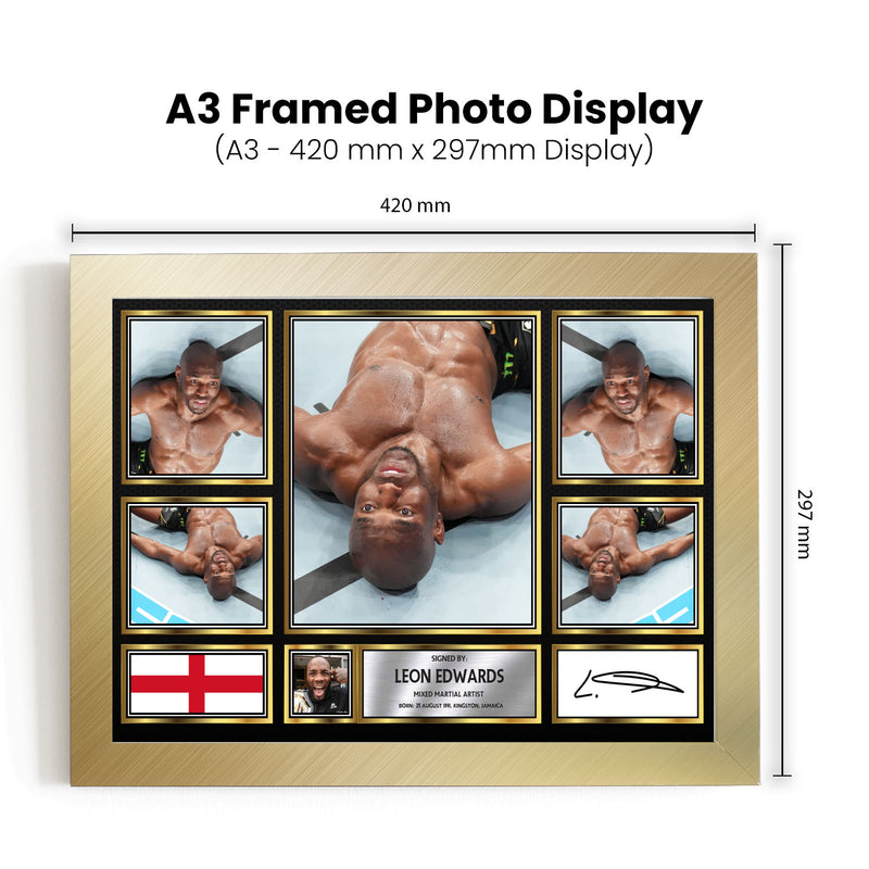 Leon Edwards2 UFC FIighters Framed Autographed Print - Limited Edition Autograph Fan Gift – Collectible Memorabilia Merchandise