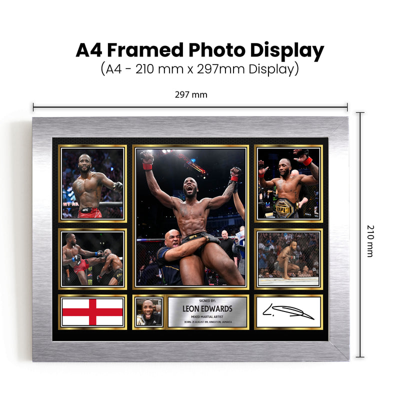 Leon Edwards UFC FIighters Framed Autographed Print - Limited Edition Autograph Fan Gift – Collectible Memorabilia Merchandise