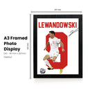 Robert Lewandowski Signed Poster Print – Poland National Team Striker Tribute Wall Art with Signature & Jersey Number 9 – Legendary Forward Memorabilia for Football Fans & Collectors