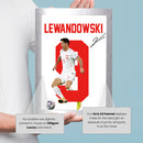 Robert Lewandowski Signed Poster Print – Poland National Team Striker Tribute Wall Art with Signature & Jersey Number 9 – Legendary Forward Memorabilia for Football Fans & Collectors