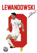 Robert Lewandowski Signed Poster Print – Poland National Team Striker Tribute Wall Art with Signature & Jersey Number 9 – Legendary Forward Memorabilia for Football Fans & Collectors